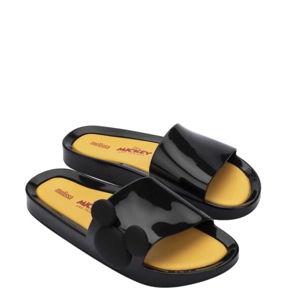 Melissa x Disney Beach Black and Yellow Slide Sandals size 8 - Picture 1 of 9
